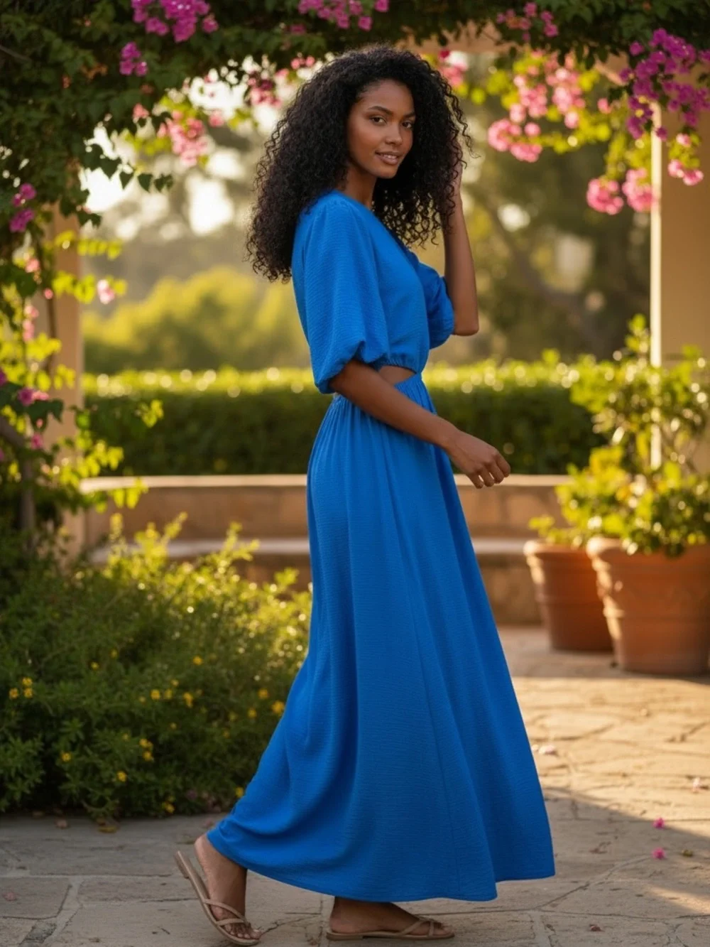 Abercrombie & Fitch Blue Cutout Waist Maxi Dress Size Large NWT